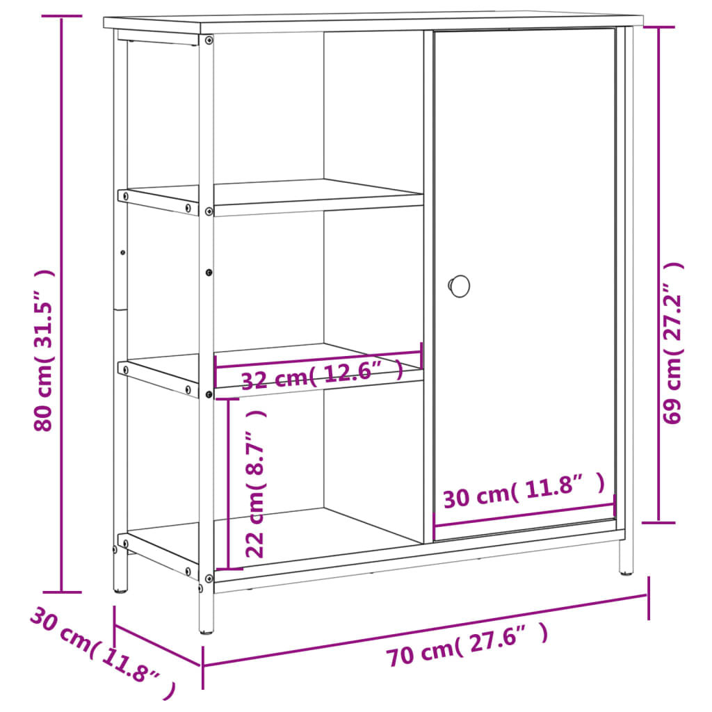 Komoda boja hrasta sonome 70 x 30 x 80 cm od konstruiranog drva
