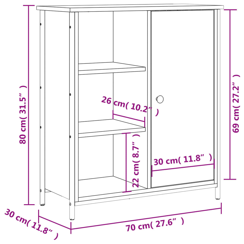 Komoda boja hrasta sonome 70 x 30 x 80 cm od konstruiranog drva