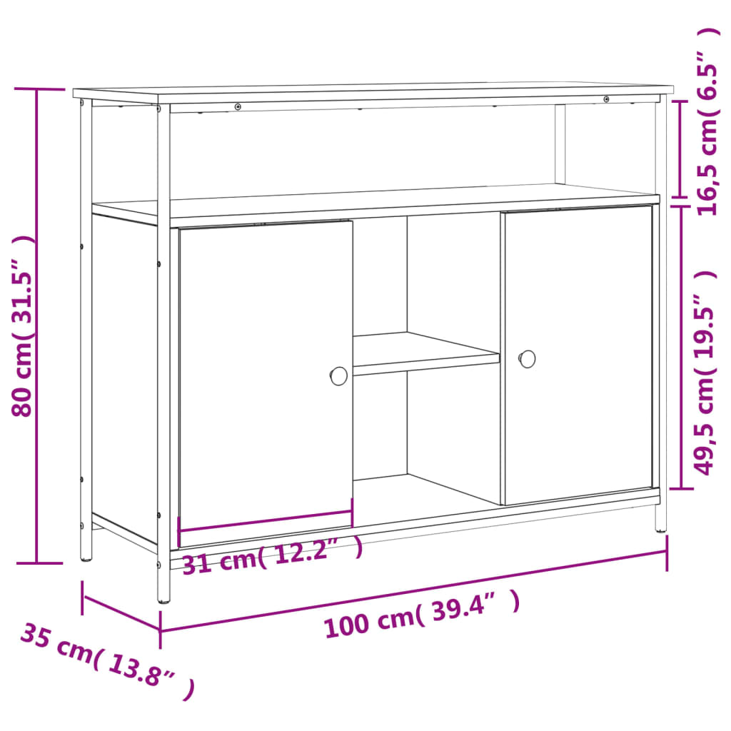 Komoda Sonoma hrast 100x35x80 cm Konstruirano drvo