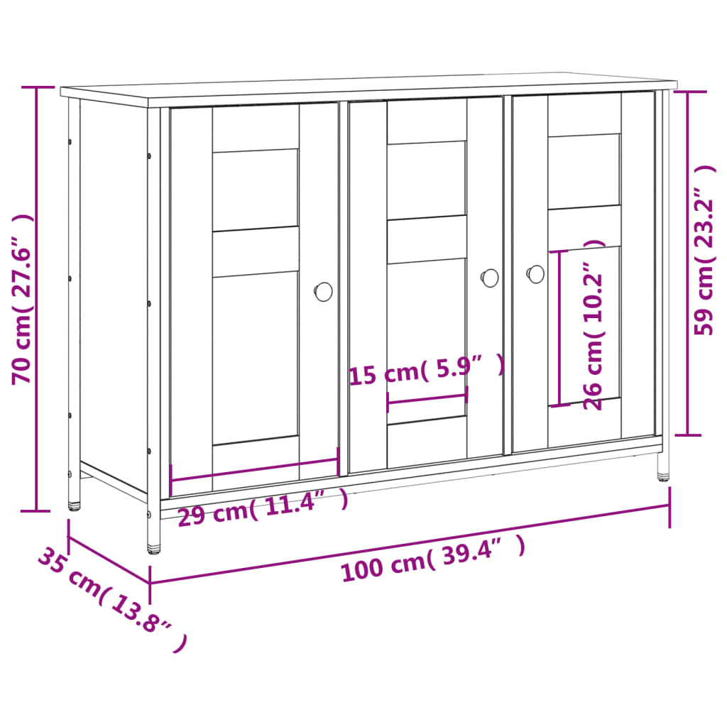Komoda boja hrasta sonome 100 x 35 x 70 cm konstruirano drvo