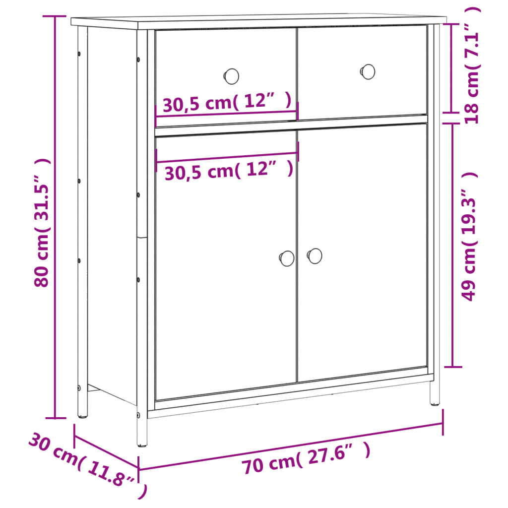 Komoda boja hrasta sonome 70 x 30 x 80 cm od konstruiranog drva