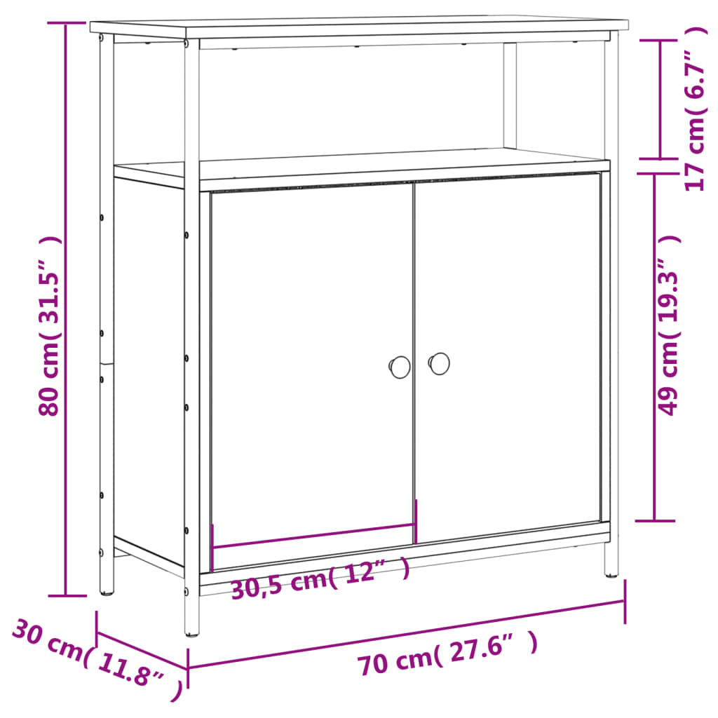 Komoda Sonoma hrast 70x30x80 cm Konstruirano drvo