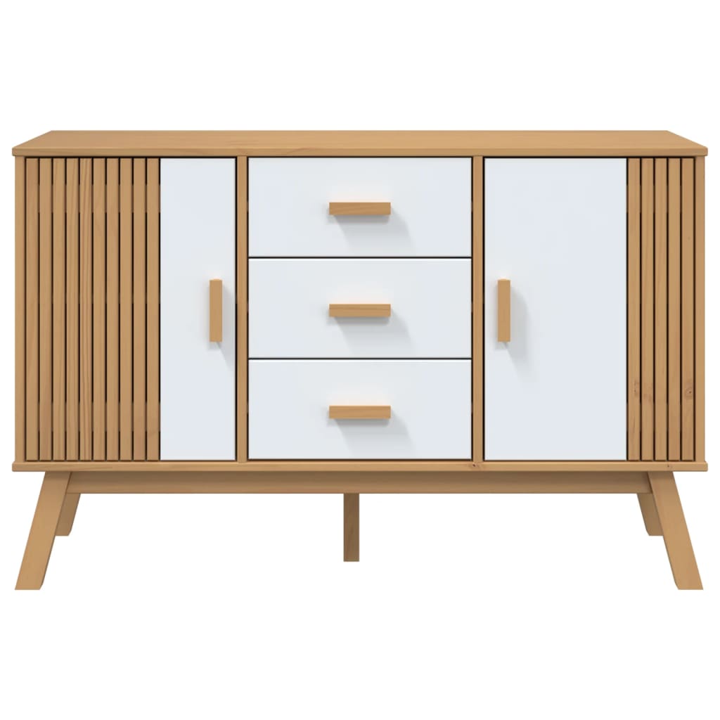 Komoda OLDEN bijelo-smeđa 114x43x73,5 cm od masivne borovine