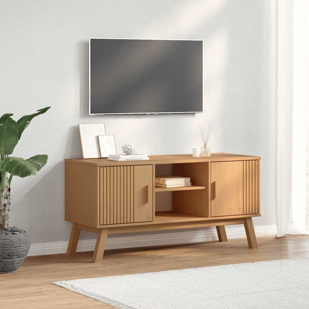 TV ormarić OLDEN smeđi 114 x 43 x 57 cm od masivne borovine