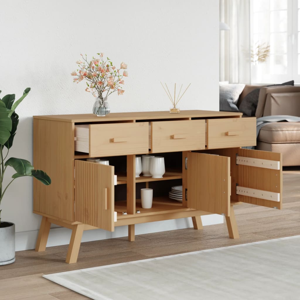 Komoda OLDEN smeđa 114 x 43 x 73,5 cm od masivne borovine