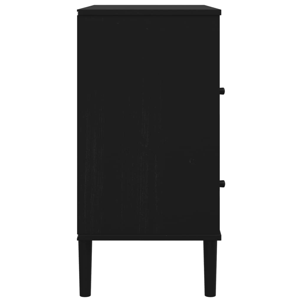 Komoda SENJA crna izgled ratana 80x40x80 cm masivna borovina