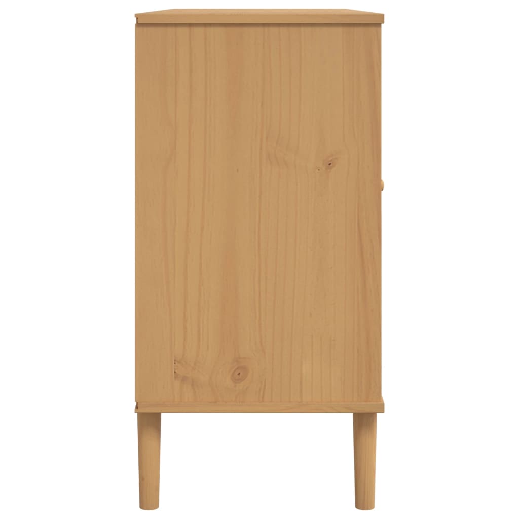 Komoda SENJA smeđa izgled ratana 112x40x80 cm masivna borovina
