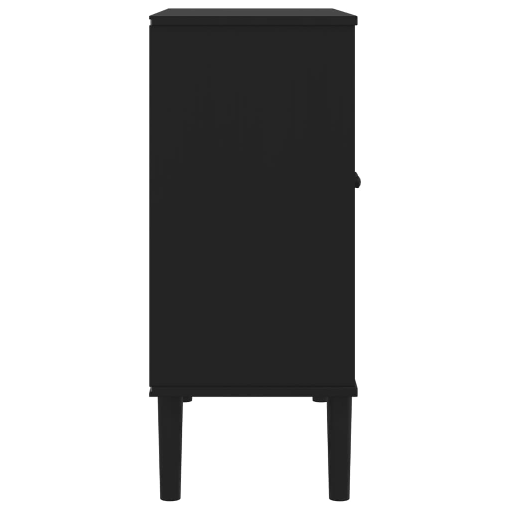 Komoda SENJA crna izgled ratana 80x35x80 cm masivna borovina