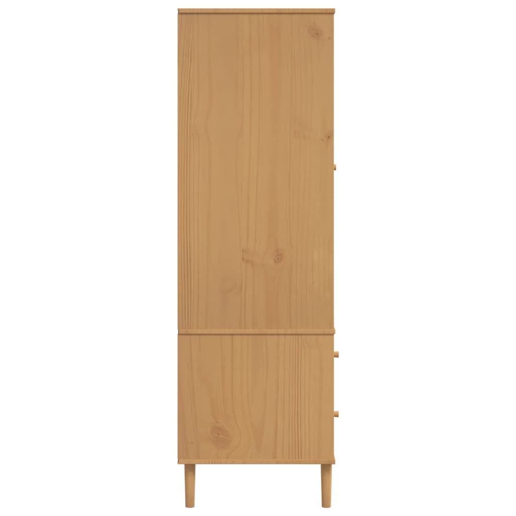 Komoda SENJA smeđa izgled ratana 90x55x175 cm masivna borovina
