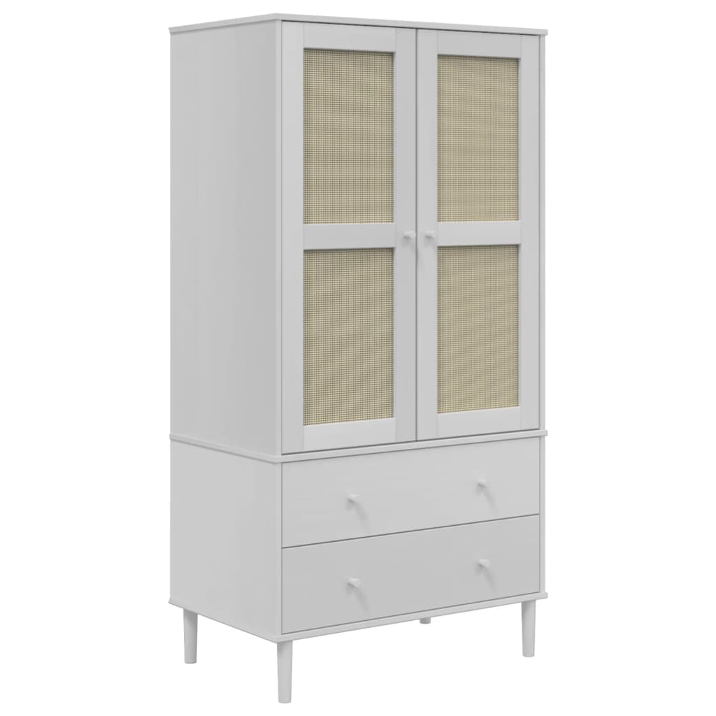 Komoda SENJA bijela izgled ratana 90x55x175 cm masivna borovina