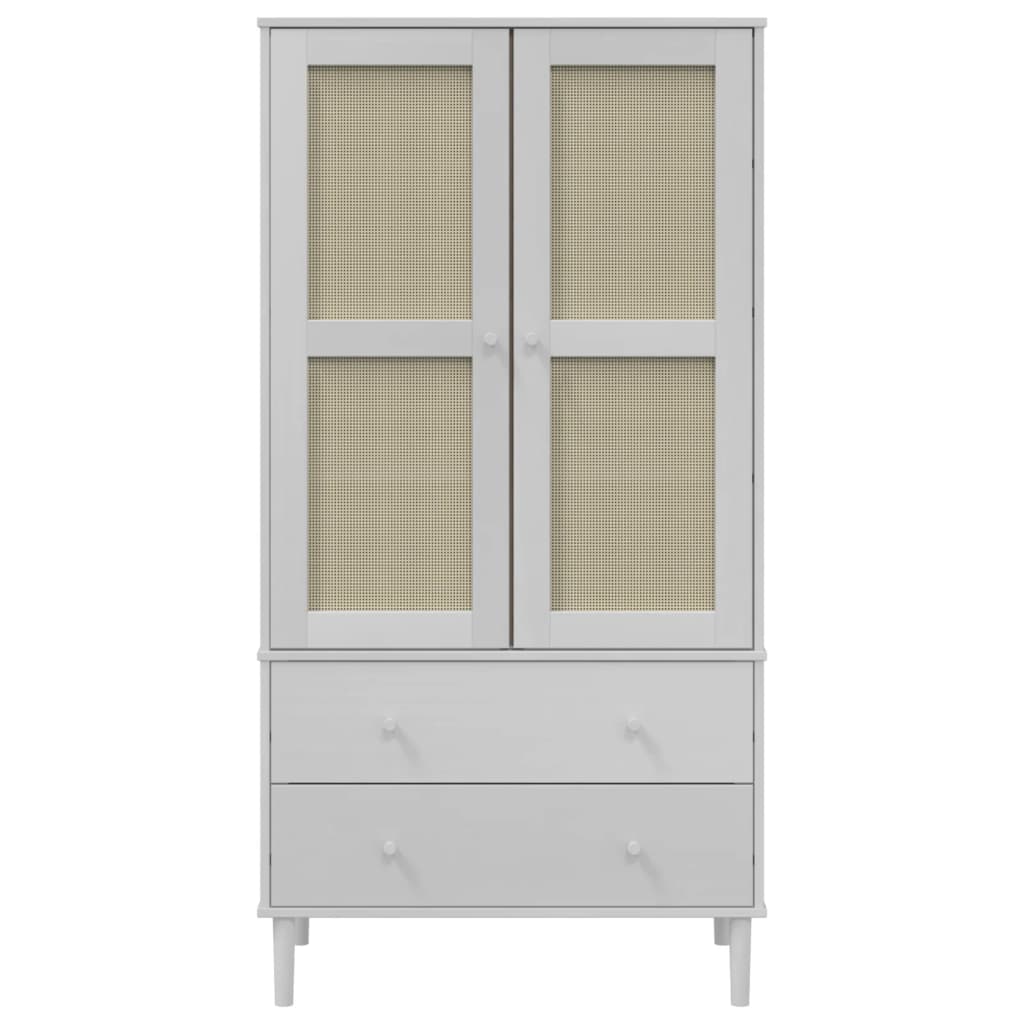Komoda SENJA bijela izgled ratana 90x55x175 cm masivna borovina