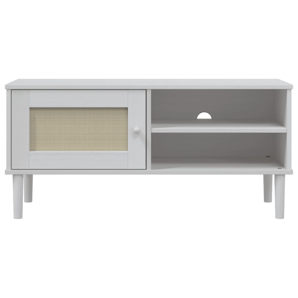 TV ormarić SENJA izgled ratana bijeli 106x40x49 cm od borovine