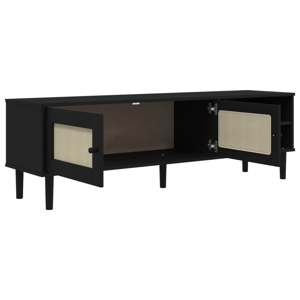 TV ormarić SENJA izgled ratana crni 158x40x49cm od borovine
