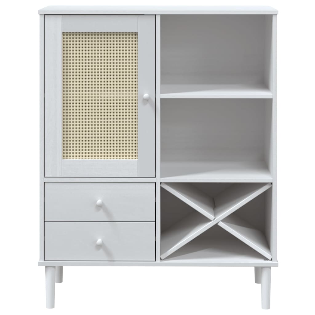 Visoka komoda SENJA bijela izgled ratana 90x40x112 cm borovina