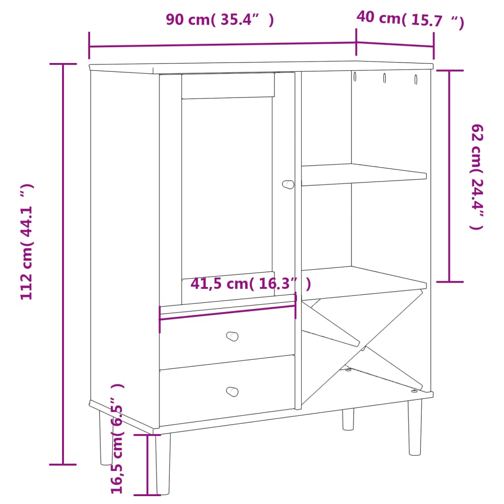 Visoka komoda SENJA bijela izgled ratana 90x40x112 cm borovina
