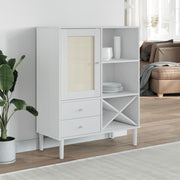 Visoka komoda SENJA bijela izgled ratana 90x40x112 cm borovina