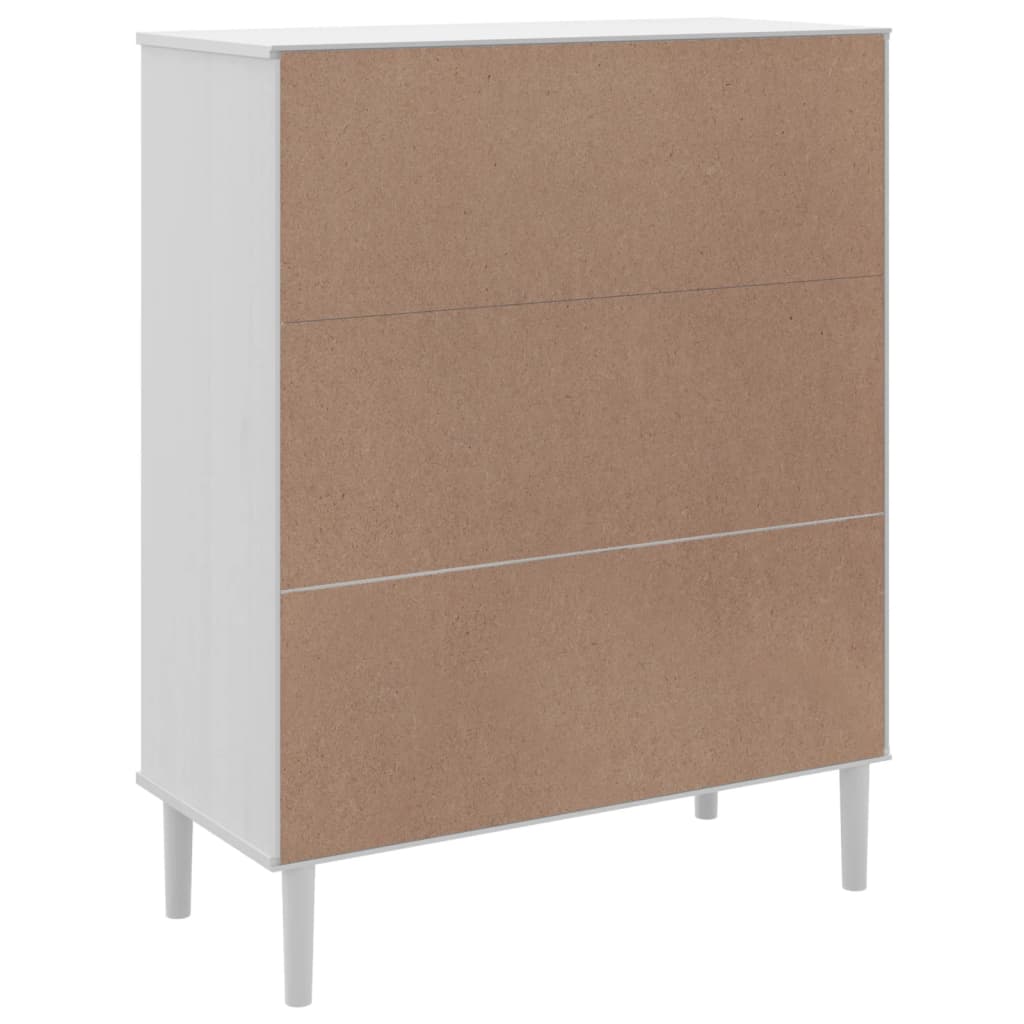 Visoka komoda SENJA bijela izgled ratana 90x40x112 cm borovina