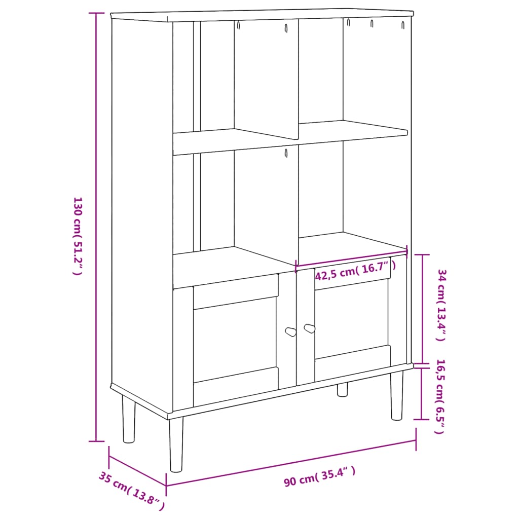 Regal za knjige SENJA izgled ratana crni 90x35x130 cm borovina