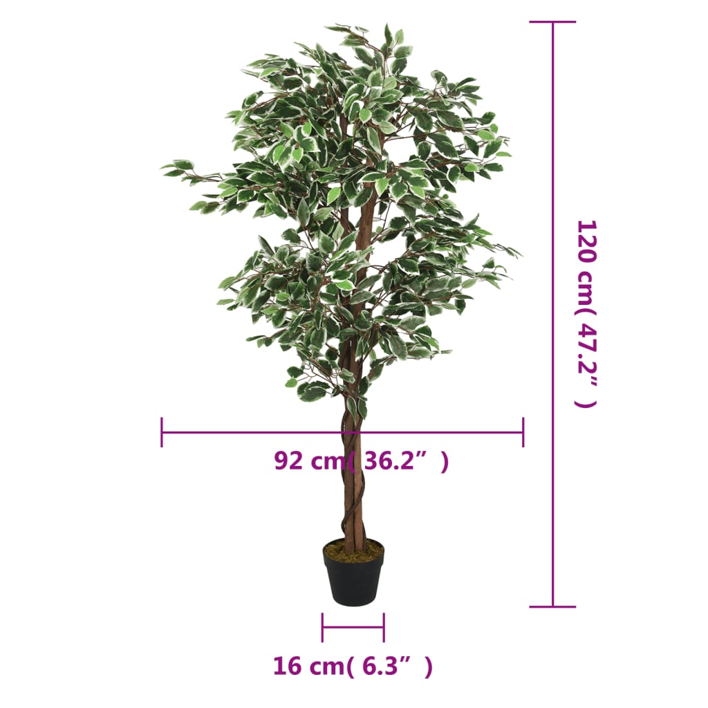 Umjetno stablo fikusa 630 listova 120 cm zeleno