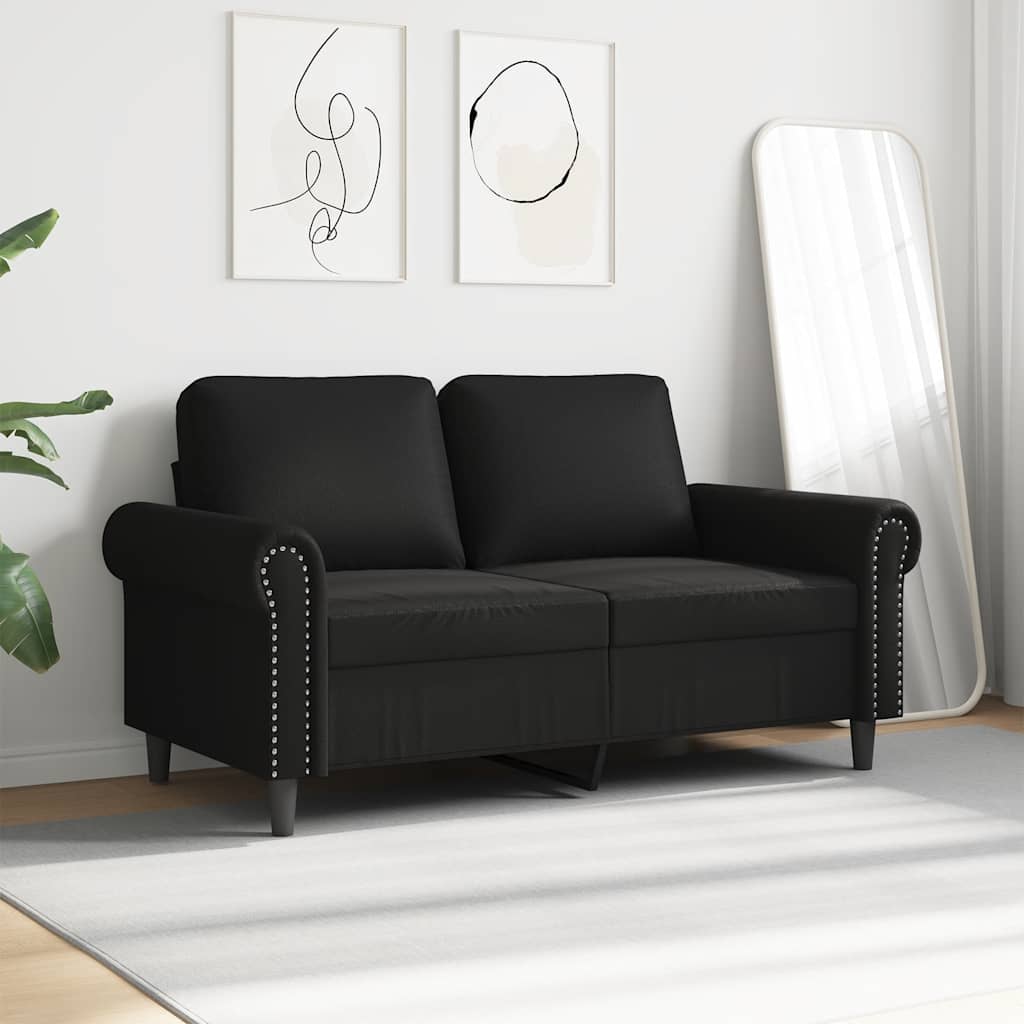 Dvosjed od tkanine crni 120 cm od umjetne kože