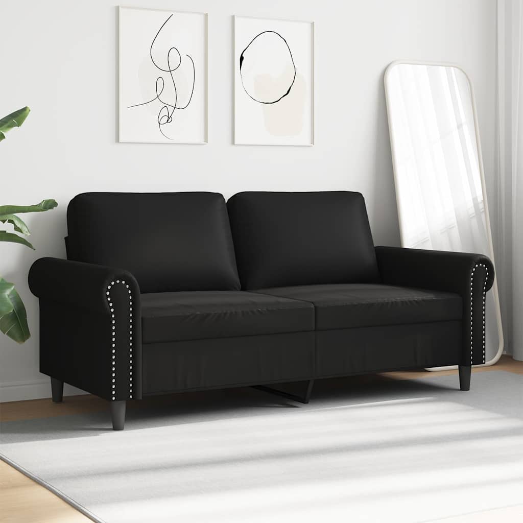 Dvosjed od tkanine crni 140 cm od umjetne kože