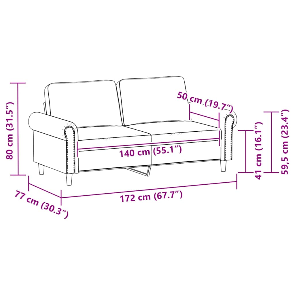 Dvosjed od tkanine crni 140 cm od umjetne kože
