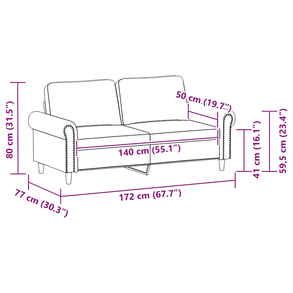 Dvosjed od tkanine siva 140 cm od umjetne kože