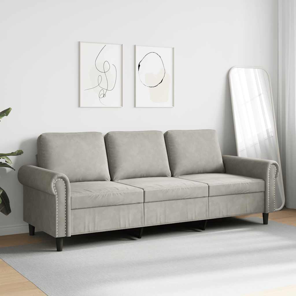 Trosjed svjetlosivi 180 cm baršunasti