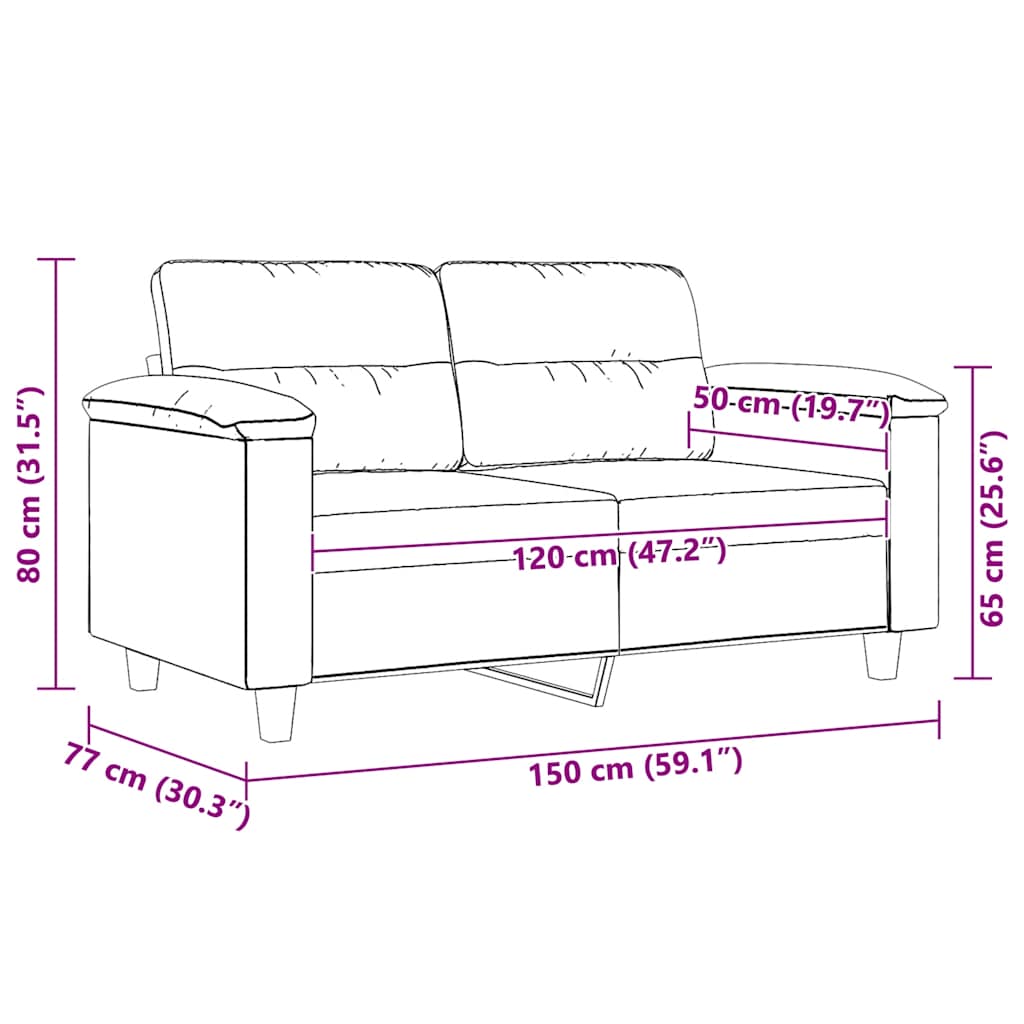 Dvosjed svjetlosivi 120 cm od mikrovlakana