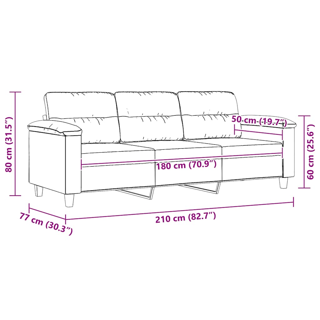 Trosjed Crna 180 cm od mikrovlakana