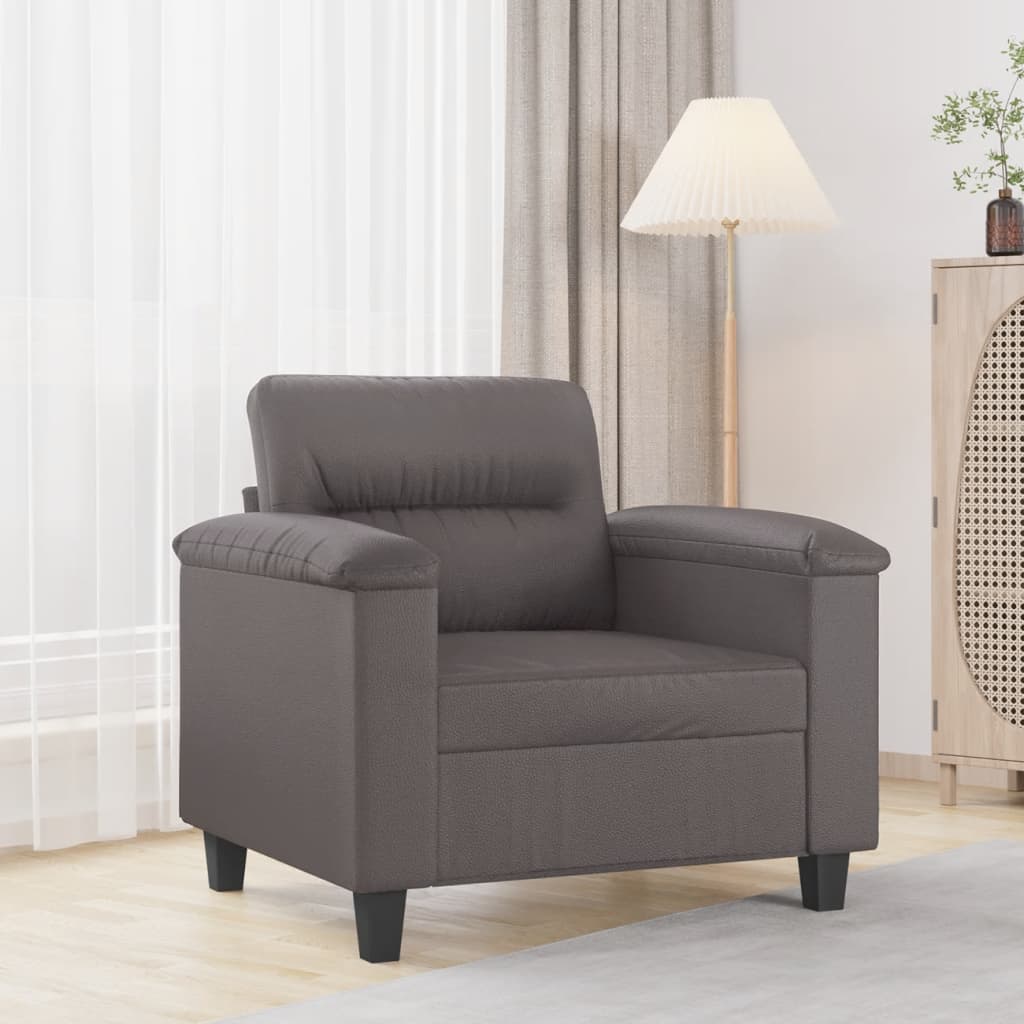 Fotelja siva 60 cm od umjetne kože