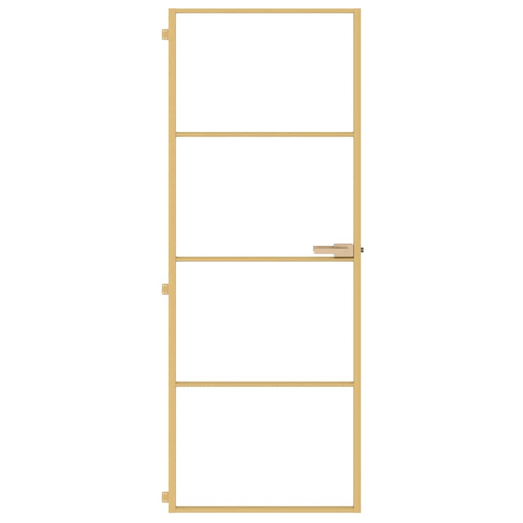 Sobna vrata tanka zlatna 76x201,5 cm kaljeno staklo i aluminij