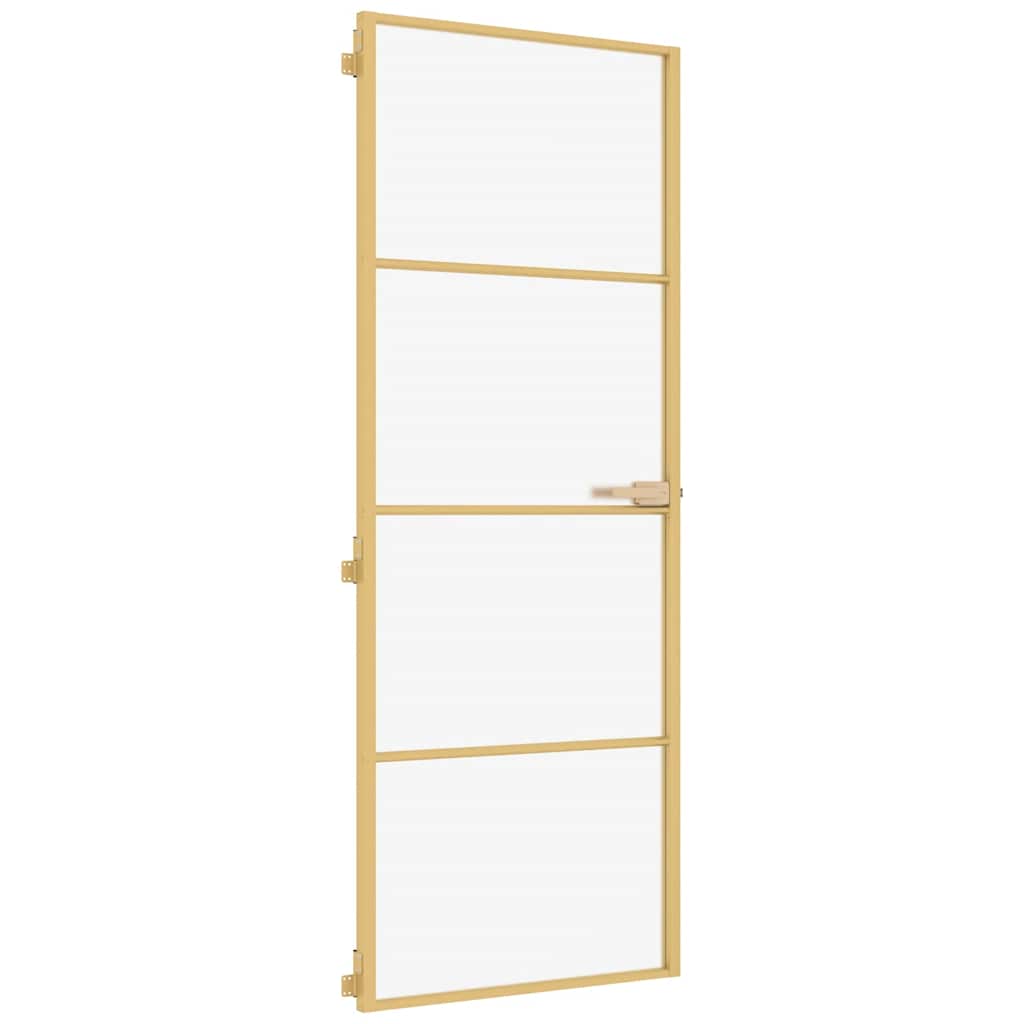 Sobna vrata tanka zlatna 76x201,5 cm kaljeno staklo i aluminij