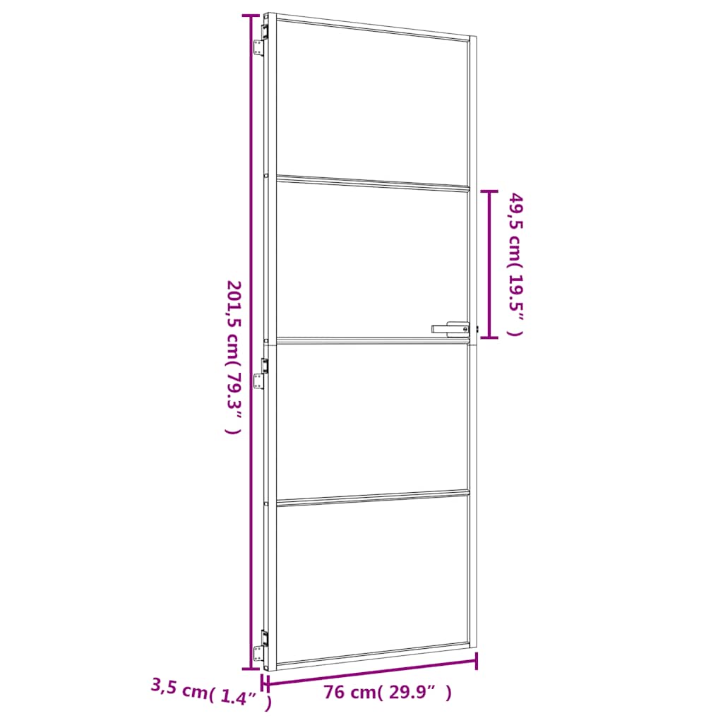 Sobna vrata tanka zlatna 76x201,5 cm kaljeno staklo i aluminij