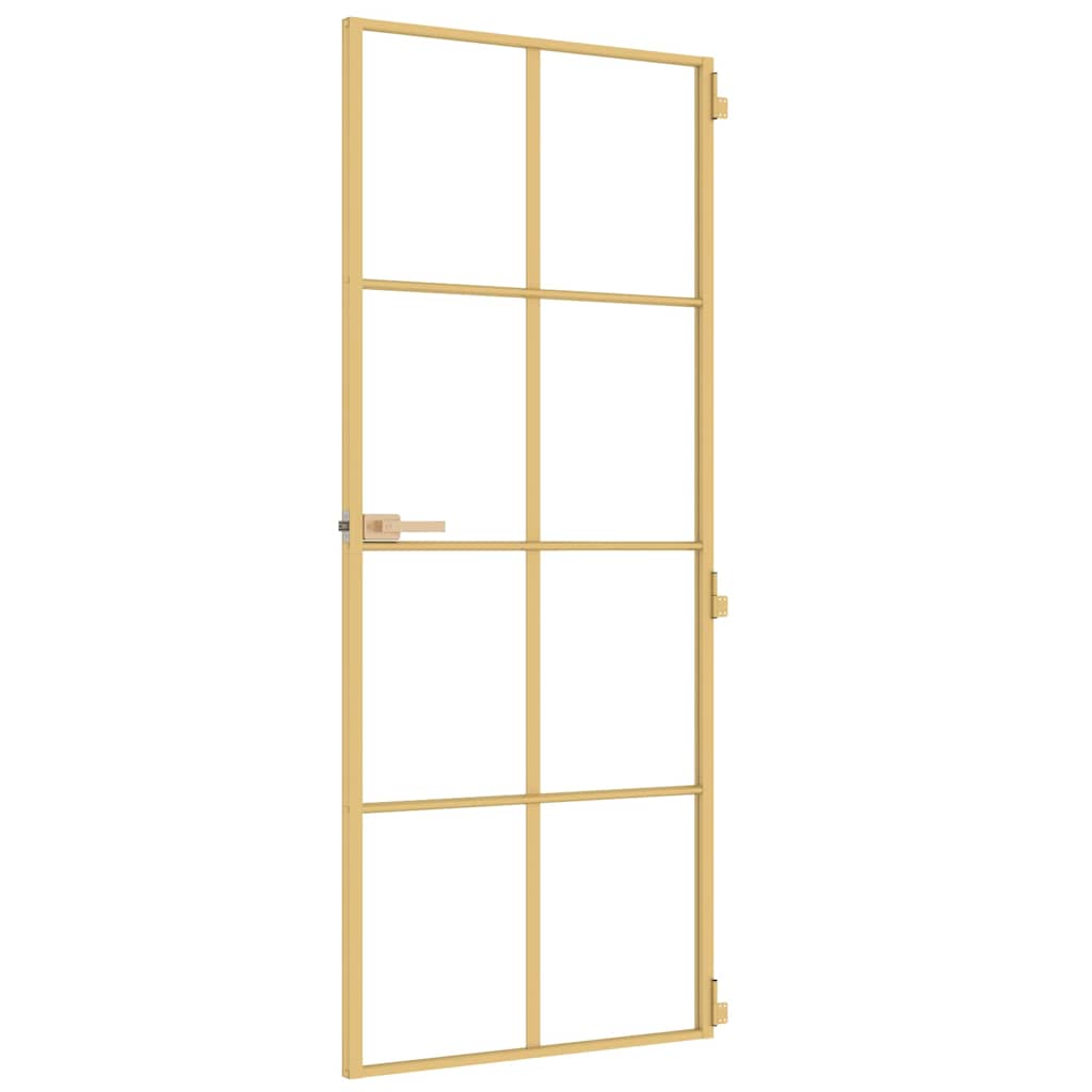 Sobna vrata tanka zlatna 83x201,5 cm kaljeno staklo i aluminij