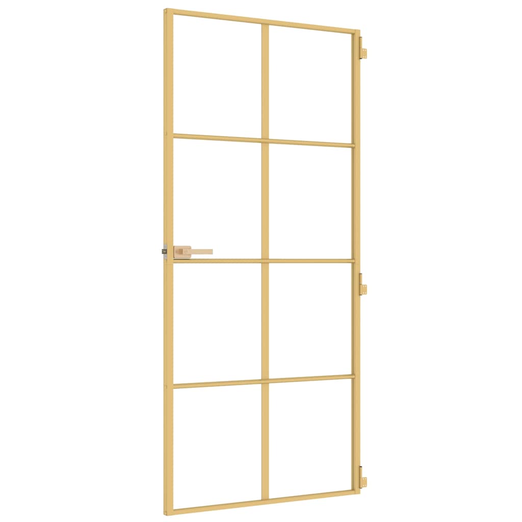 Sobna vrata tanka zlatna 93x201,5 cm kaljeno staklo i aluminij