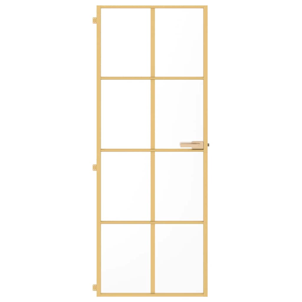 Sobna vrata tanka zlatna 76x201,5 cm kaljeno staklo i aluminij