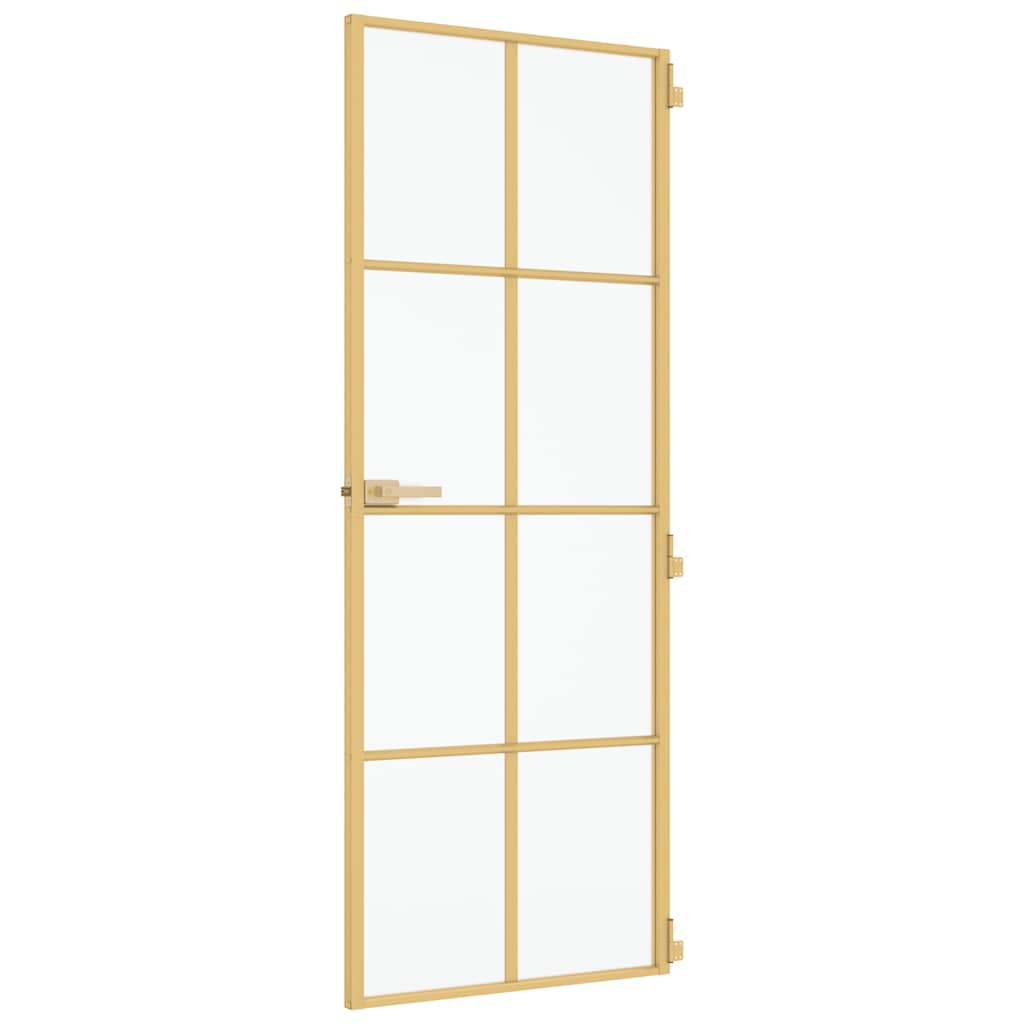 Sobna vrata tanka zlatna 76x201,5 cm kaljeno staklo i aluminij