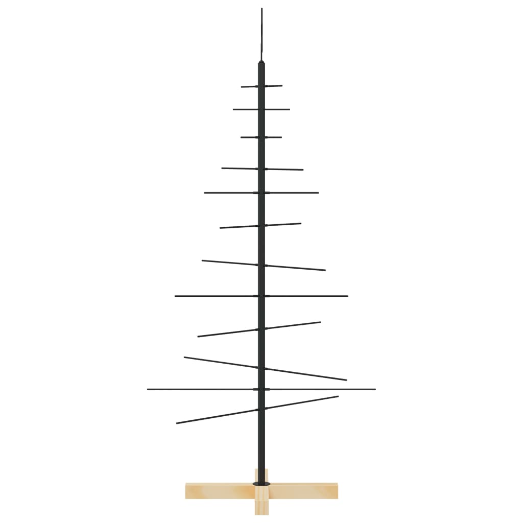 Metalno božićno drvce s drvenom bazom crno 120 cm