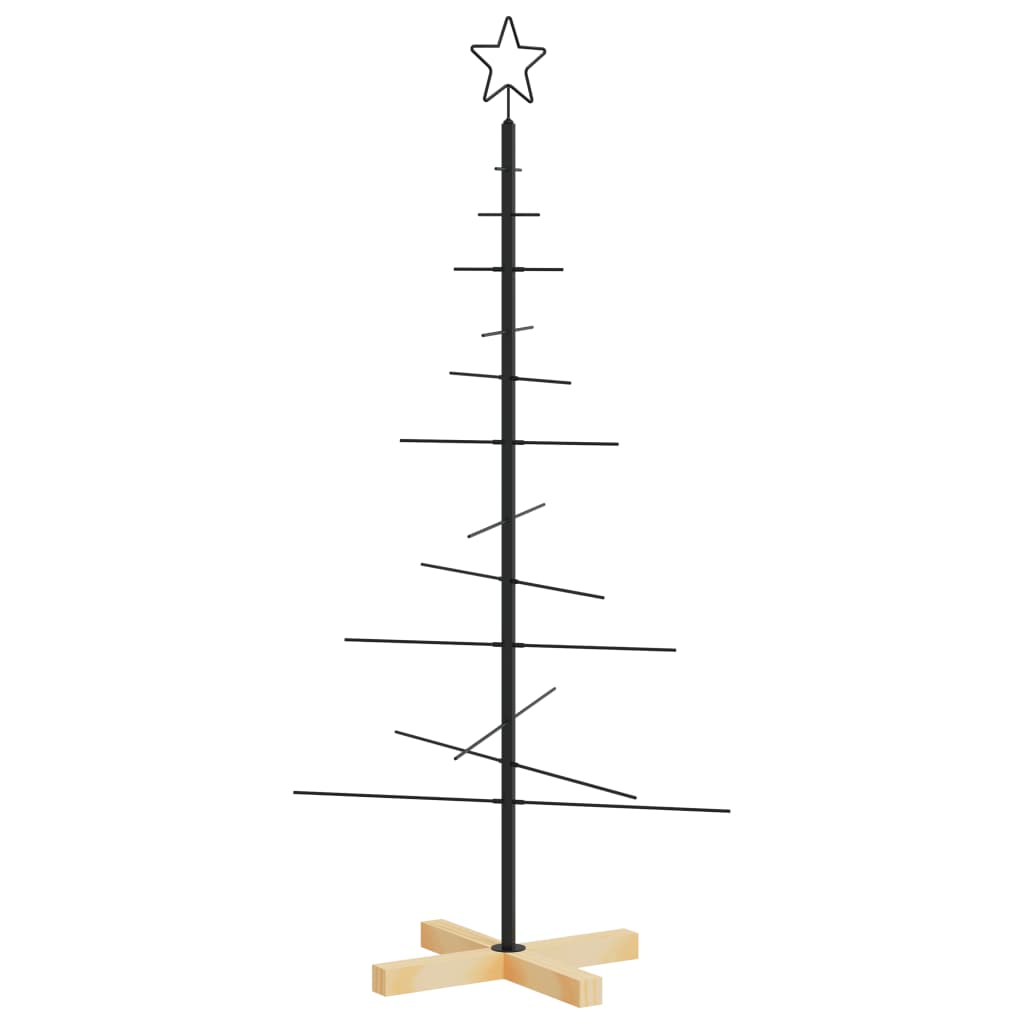 Metalno božićno drvce s drvenom bazom crno 120 cm