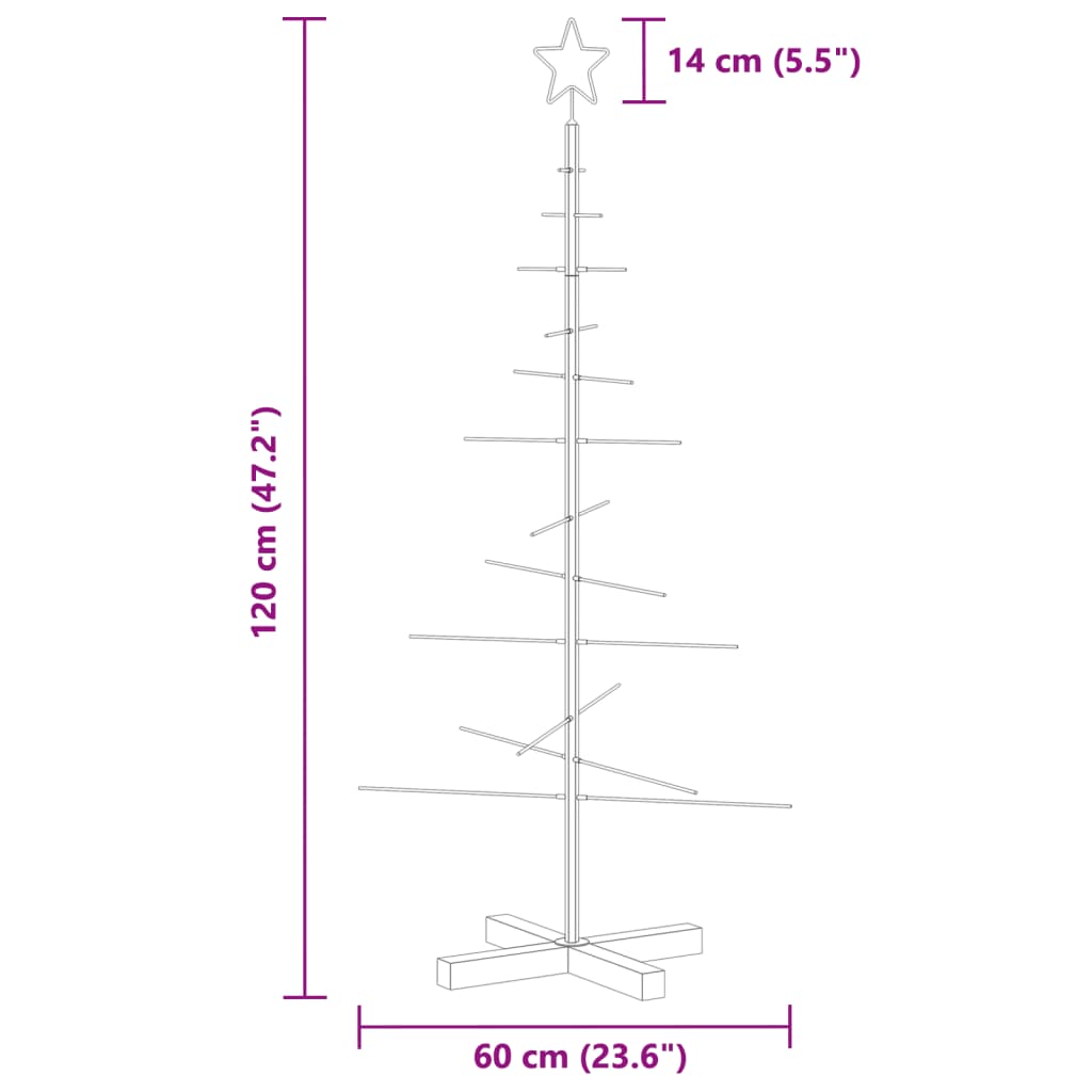 Metalno božićno drvce s drvenom bazom crno 120 cm