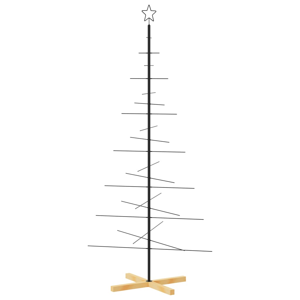 Metalno božićno drvce s drvenom bazom crno 180 cm
