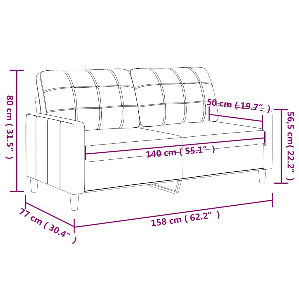 Dvosjed od tkanine smeđi 140 cm