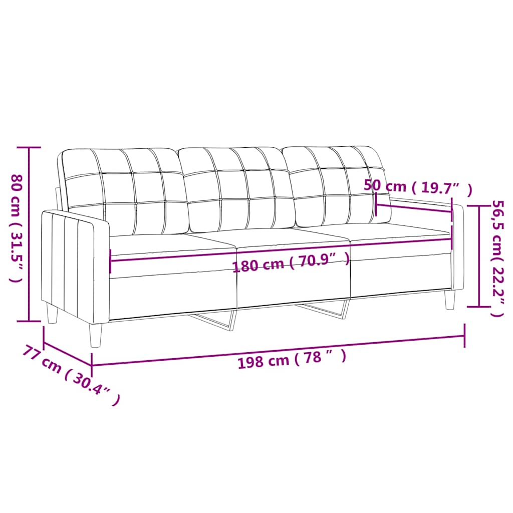 Trosjed od tkanine svjetložuti 180 cm