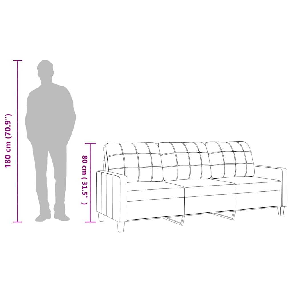 Trosjed crni 180 cm od umjetne kože