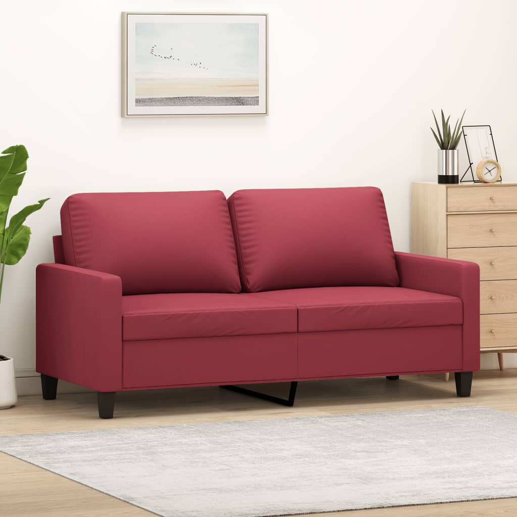 Dvosjed od tkanine crvena boja vina 140 cm umjetne kože