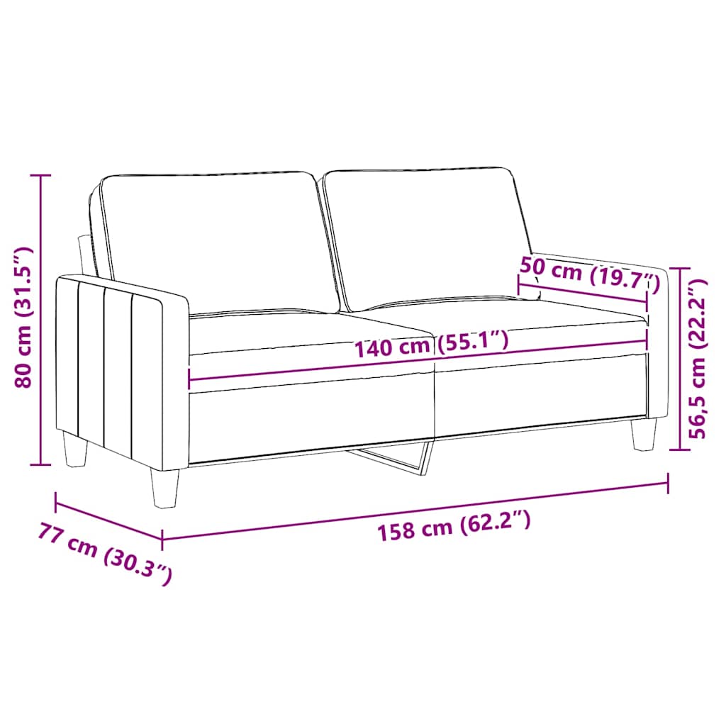 Dvosjed od tkanine crni 140 cm