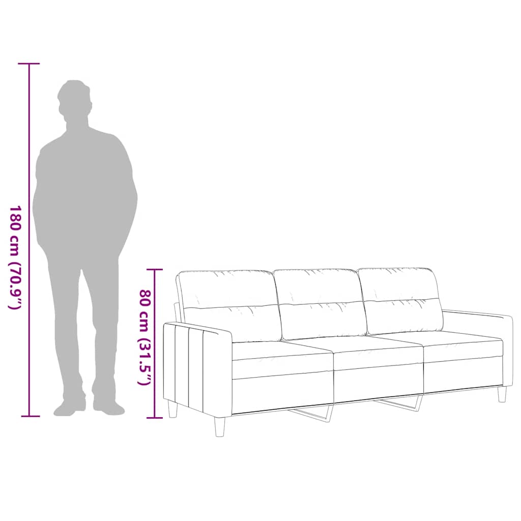 Trosjed od tkanine Crna 180 cm