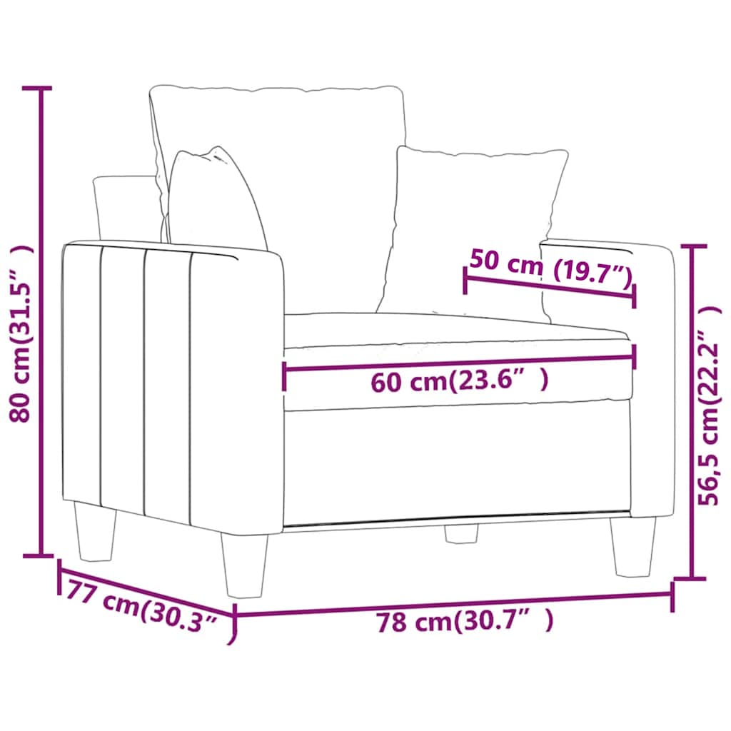 Fotelja svjetlosiva 60 cm od tkanine