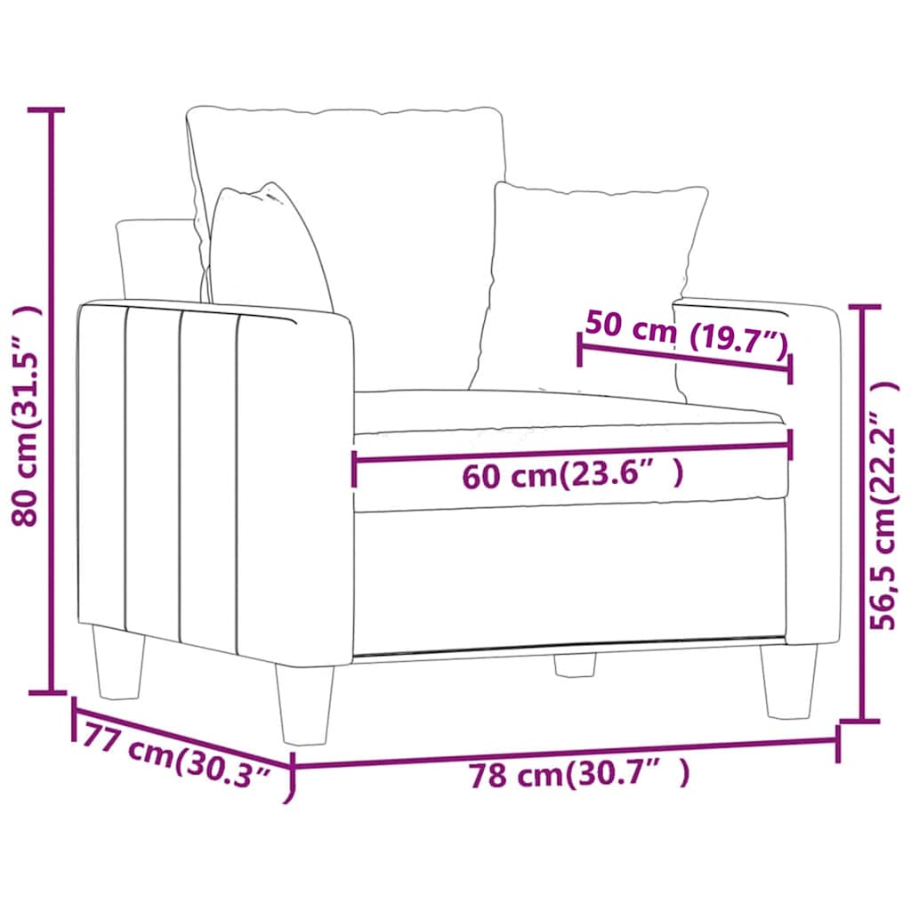 Fotelja krem 60 cm Tkanina